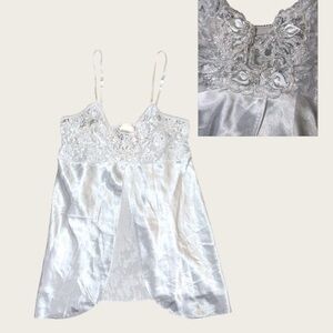 Vintage 80s–90s Intimo Amore Satin Lace Beaded Bridal Slip Dress- Size M